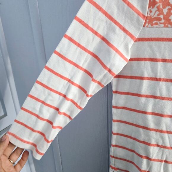 Nautica Peach Multiprint Tee size Small Nautical Striped Summer Feminine - Picture 4 of 8